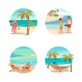 Dream scene with Beautiful beach in round design. Royalty Free Stock Photo
